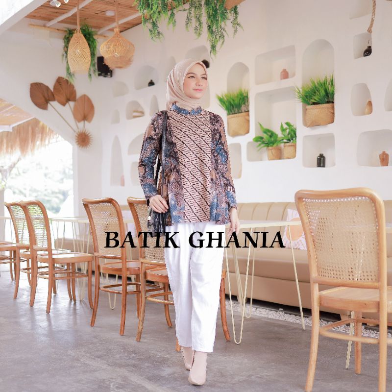 Batik Wanita Baju Batik Wanita Modern Batik Kerja Lengan Panjang MOTIF BIGAZA