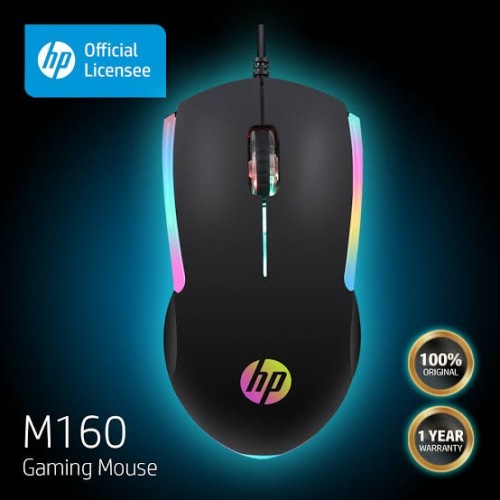 Mouse HP M160 Black 1000DPI BackLights LED RGB USB Wired