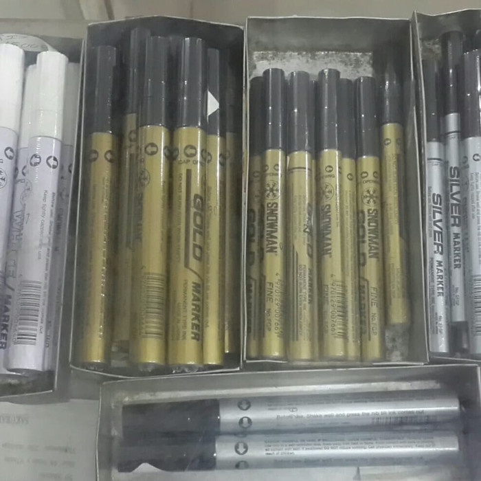 

Spidol snowman marker putih/emas/perak, spidol permanent putih emas