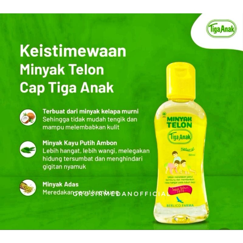 MINYAK CAP TIGA ANAK - TELON, TELON PLUS, MINYAK KAYU PUTIH