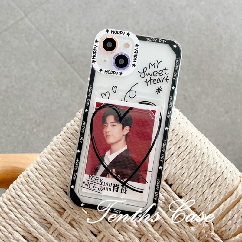 Redmi 12C A1 10C 10A 10 9A 9C 9 9T Note 12 11s 10s 9s 11 10 9 8 Pro Poco X3 NFC X3Pro X3 Mi11 12 Lite 11T Pro Sweety Heart Card Holder Phone Case Soft Clear Cover