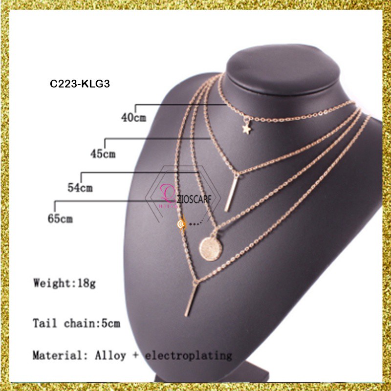 1SET KALUNG WANITA ANTI KARAT TITANIUM CHOKER KOREA LIONTIN SILVER NAMA HURUF PANJANG MURAH KLG3