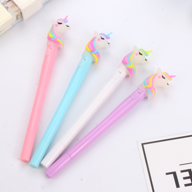 Pulpen Gel LED Motif Unicorn / Pen Lucu Murah A-18