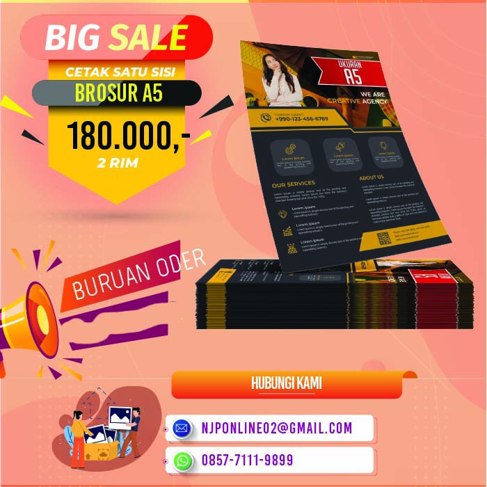 Cetak Brosur A5 1 Sisi 2 Rim 1000 Lbr Art Paper 120 Gr Murah Kualitas Oke Po Hny 2 Hari Shopee Indonesia