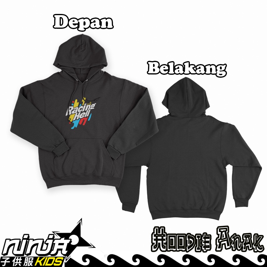 Jaket Sweeter Anak Laki laki Racing Hell Hoodie Perempuan Unisex Cotton Fleece