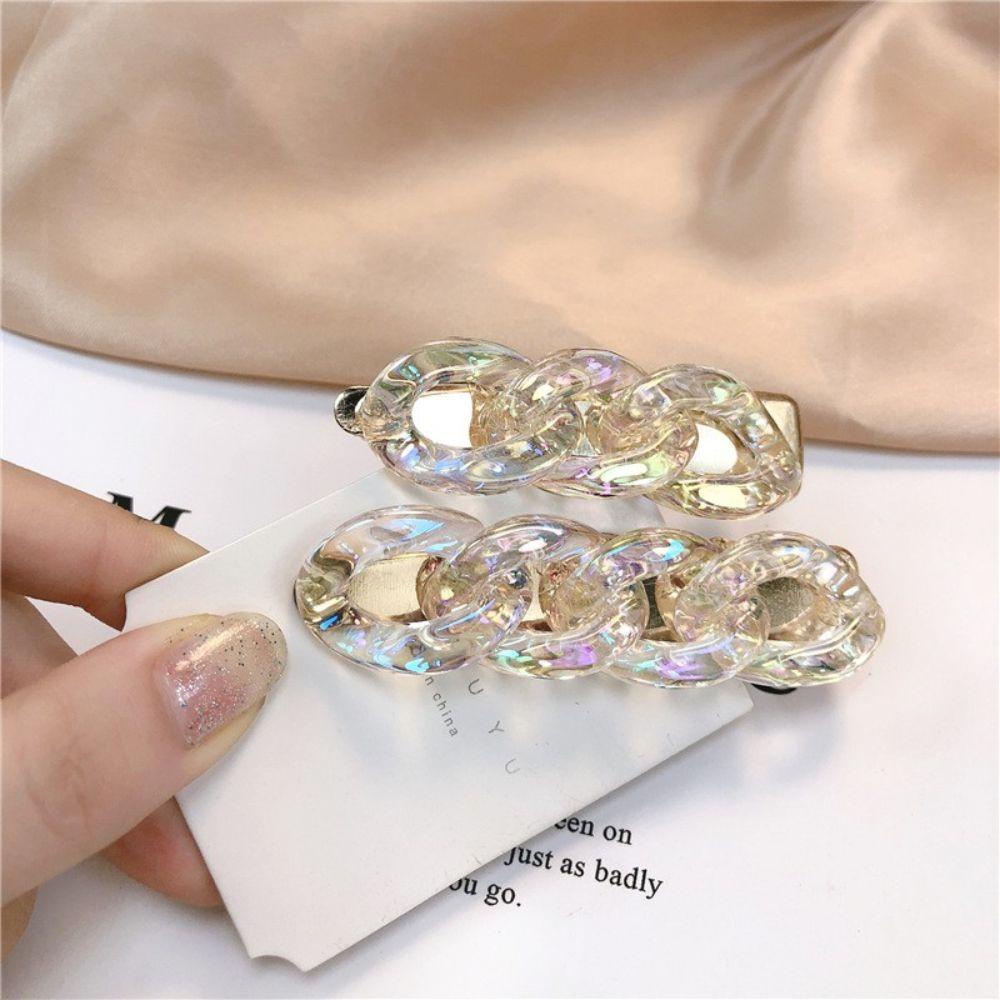 Needway   Rantai Kristal Jepit Rambut Manis Perempuan Hiasan Kepala Kepala Memakai Klip Samping Wanita Hairpin