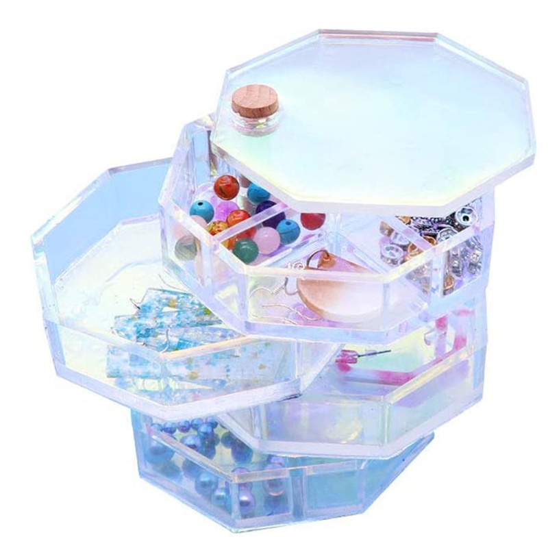 SIY  1 Set Jewelry Organizer Box Silicone Resin Mold for Women Kids, DIY Multi-Layer Rotating Jewelry Tray Storage Case