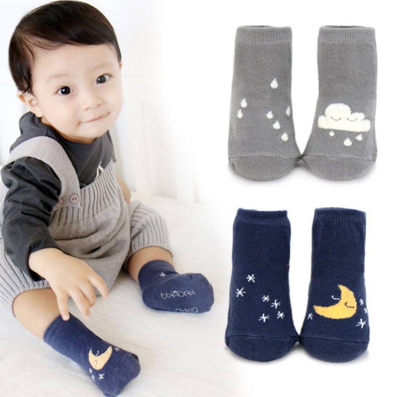 2 Pasang Kaos  Kaki  Ankle Motif  Bulan Awan Bahan Katun 