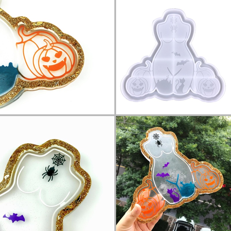 Cetakan Resin Epoksi Bahan Silikon Desain Halloween Untuk Membuat Gelas