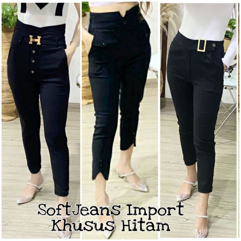 Celana Panjang Wanita SoftJeans Super Stretch Khusus Hitam