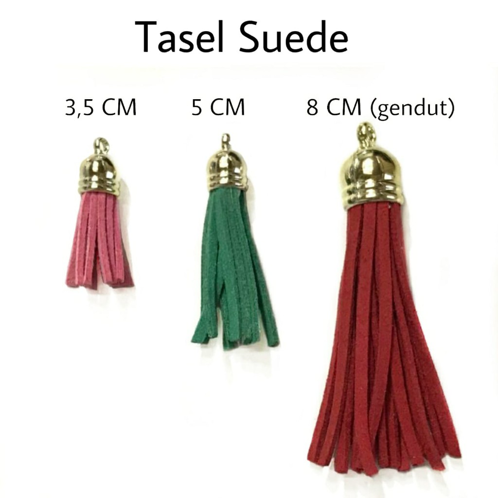 1 BUAH - TASEL BUNGA SUEDE | RUMBAI SUEDE | BAHAN GANTUNGAN KUNCI | HIASAN JILBAB