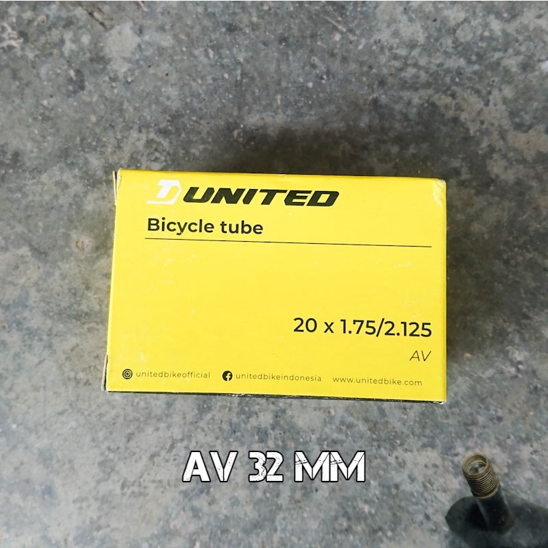 Ban Dalam United 20 x 1.75/2.125 AV Schrader Pentil Motor Sepeda Lipat