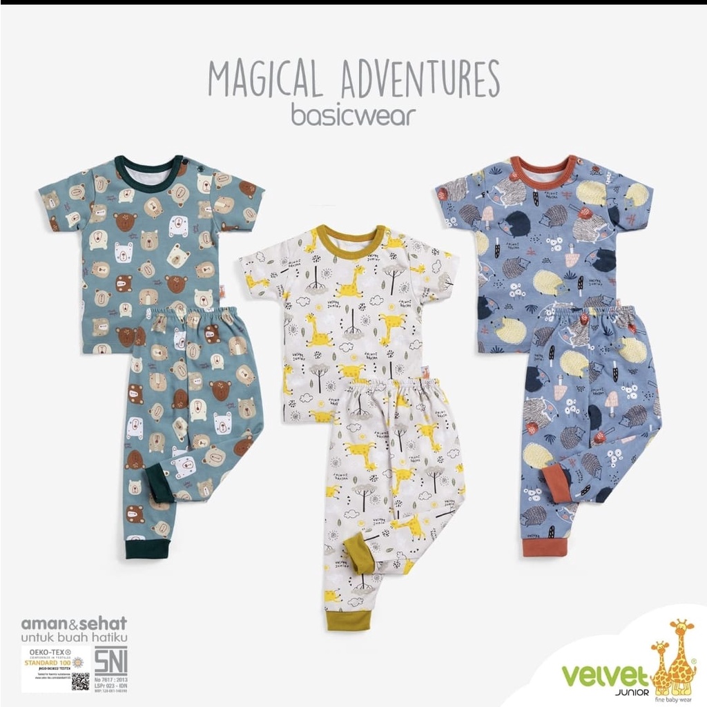Velvet Junior (3 SETELAN) Baju Lengan Pendek Celana Panjang