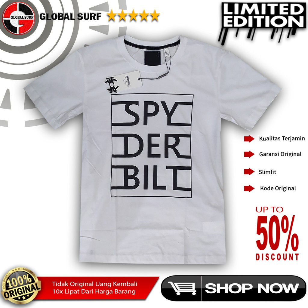 KAOS SPYDERBILT PRIA LENGAN PENDEK MOTIF PRINT DEPAN KATUN BAJU CASUAL SLIM FIT PLANET SURF ORIGINAL