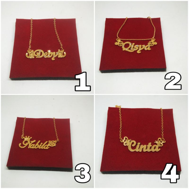 Kalung Liontin Custom Nama Lapis Emas 18Karat