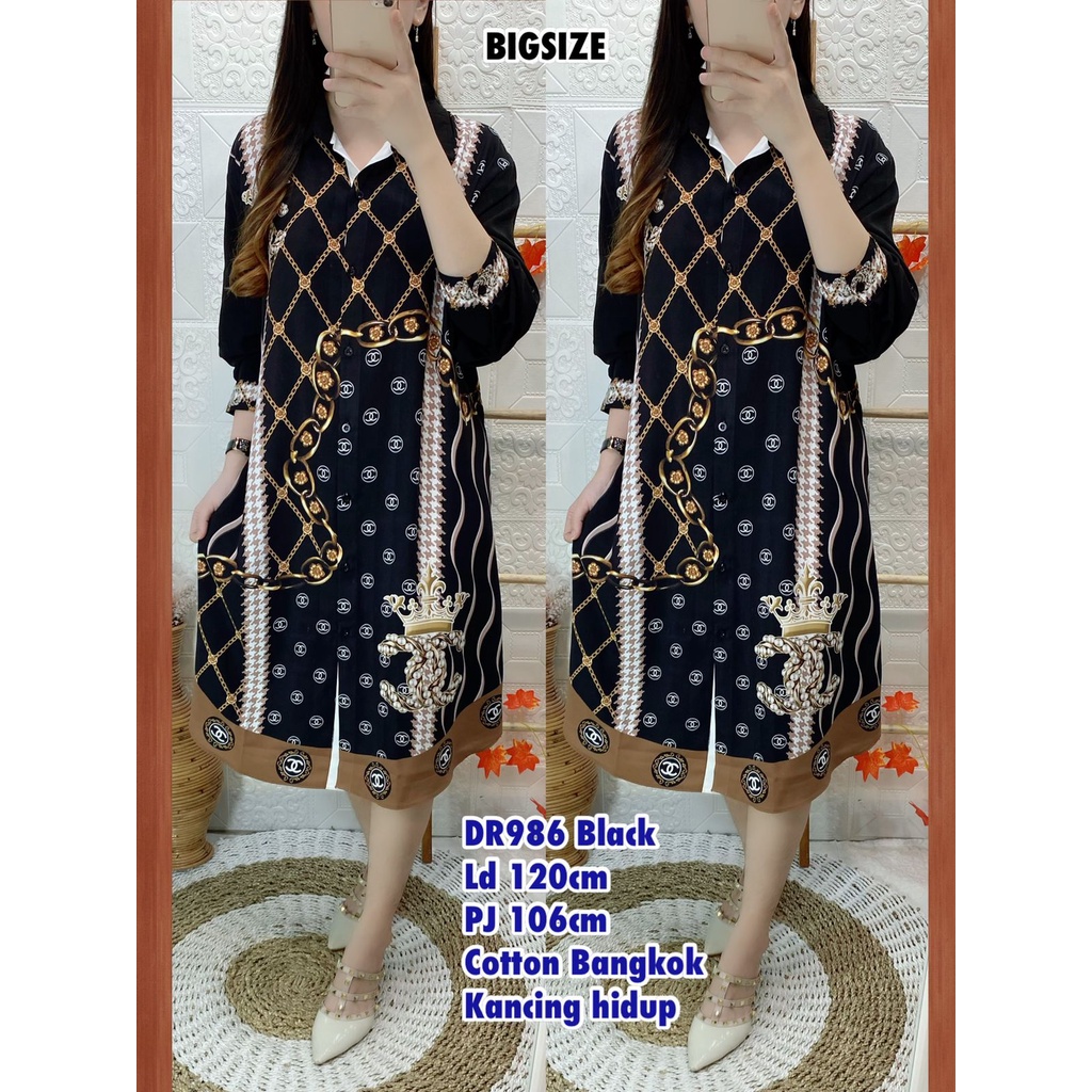 M0827 tunik / dress cantik JUMBO new fashion print import bangkok DR986 / 6578