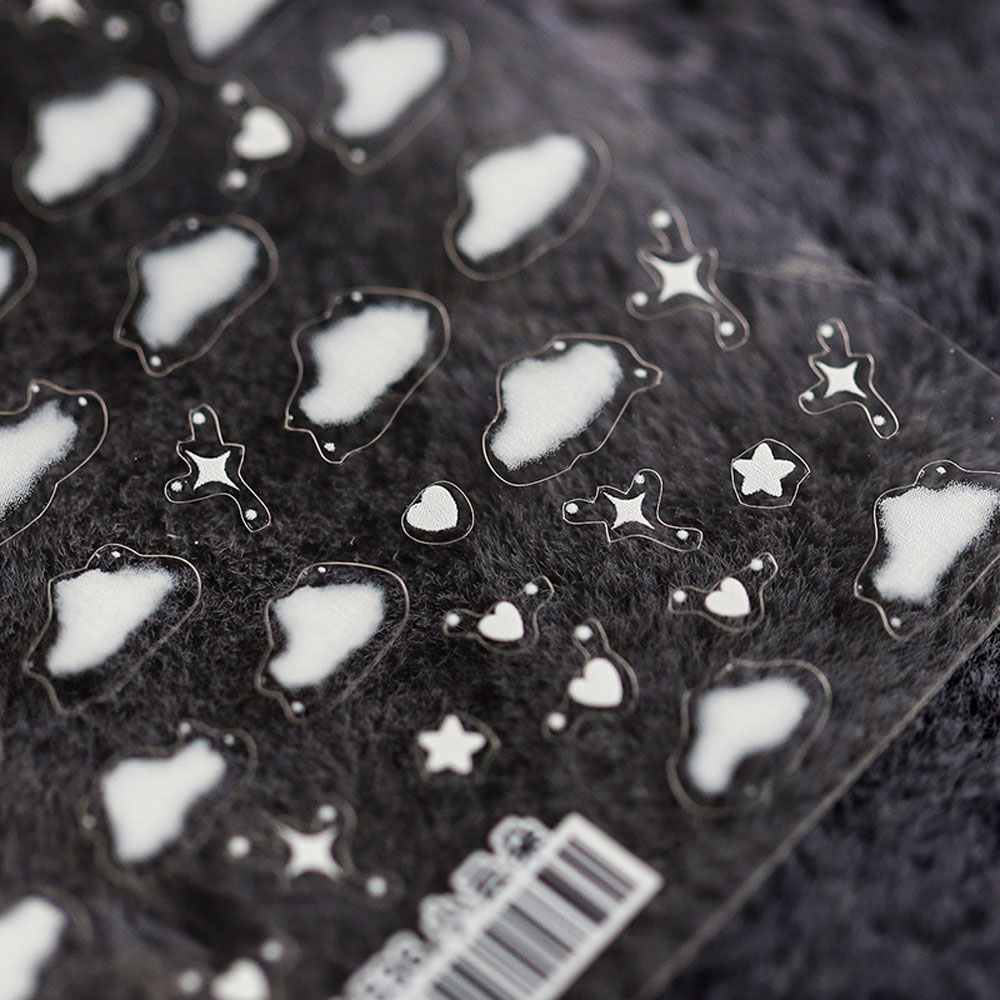 ELEGANT Spring Summer New 3D Nails Sticker Elegant Nail Decoration Nail Foil Decals Heart Salon Thin Transparent Five-pointed Star Japanese Cloud Star Rainbow DIY Nail Art