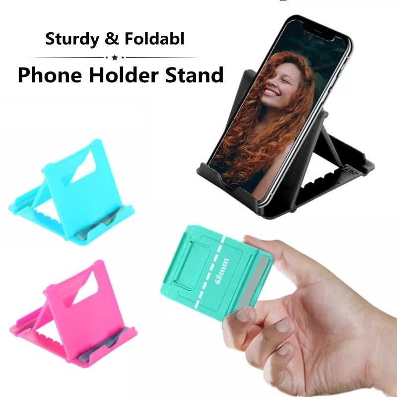 1pc Stand Holder Handphone / Tablet Universal Portable Bahan Plastik Warna Permen