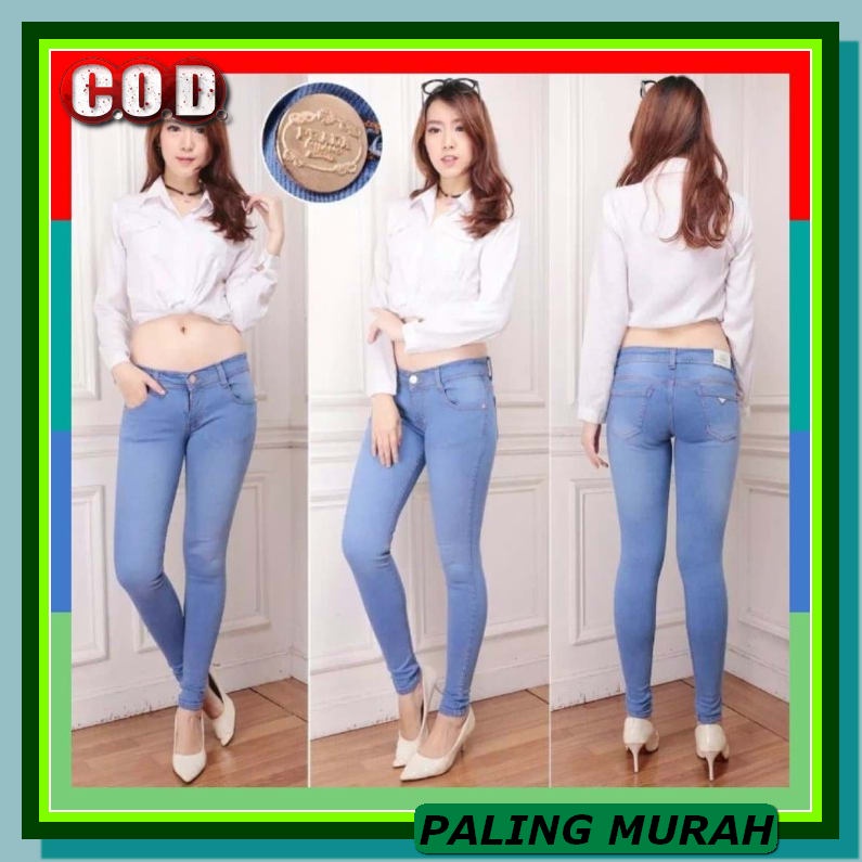 Celana Jeans Wanita Kekinian Cewek Highwaist Remaja Jins Boyfrien TD888 Celana Jeans  Wanita - Ice B