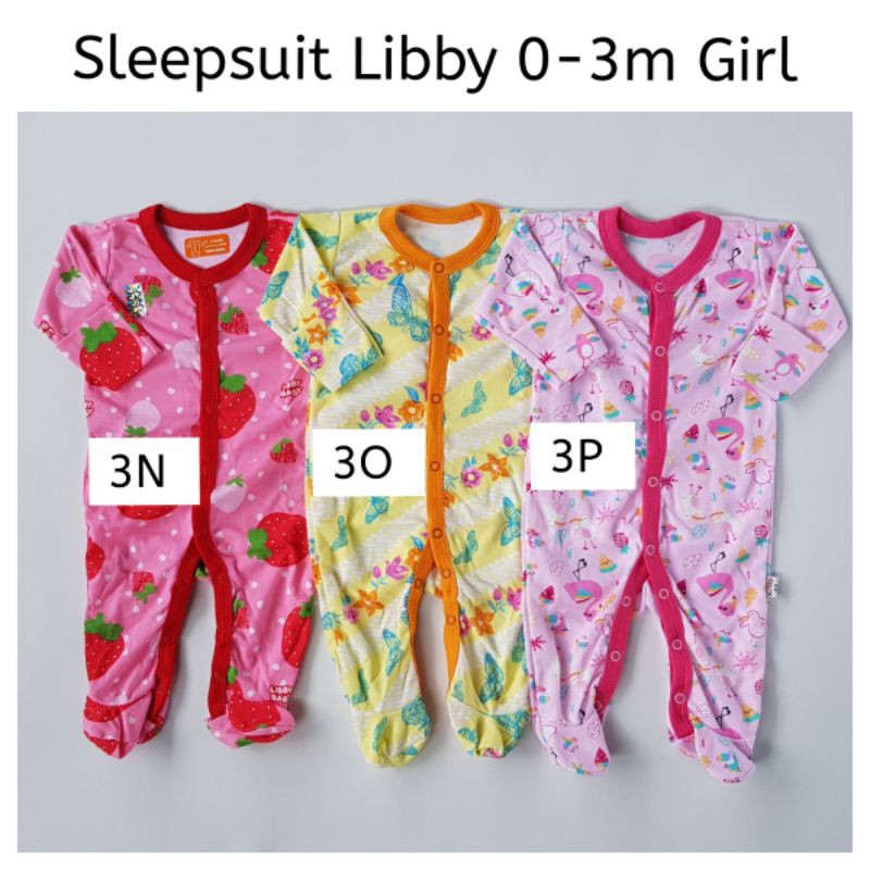 SATUAN PILIH MOTIF Sleepsuit Libby Baby Premium Baju Bayi Girl Size 3 6 9 Bulan