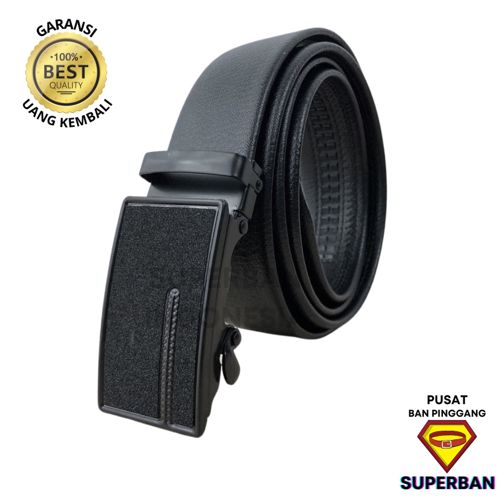 SABUK GESPER PRIA MODERN ANTI ROBEK AWET BAN MODEL KEPALA REL KULIT  FORMAL CASUAL BK-D0002 - SUPERBAN