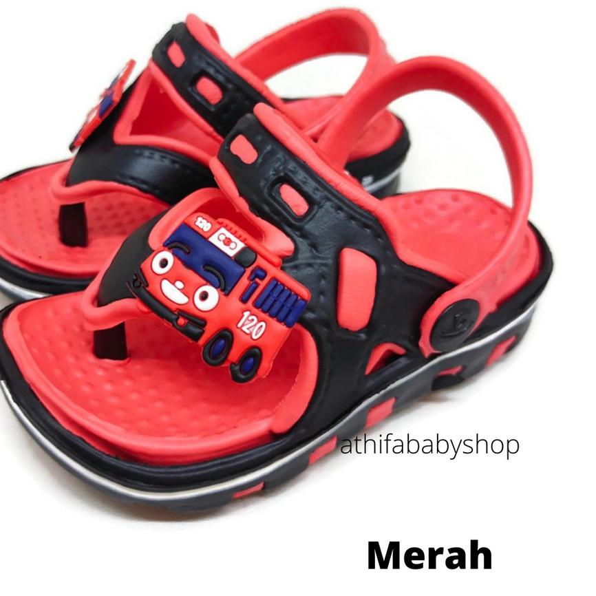 ✻ Sandal Anak Baim Laki Cowok Sendal Slop Bayi Balita Karakter Tayo Umur Usia 2 3 4 5 Tahun ♥
