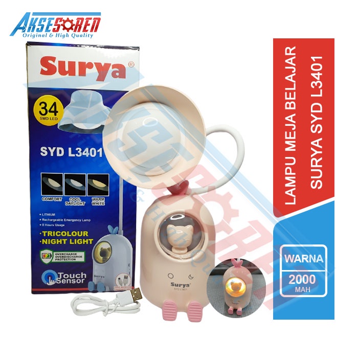 Lampu Meja Belajar LED Surya [SYD L3401] / Lampu Emergency / Lampu Belajar LED Lampu Putih Casan / L
