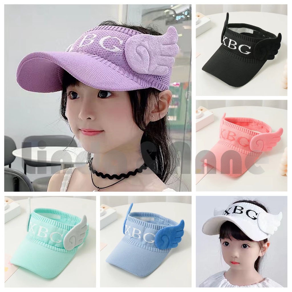 Topi Anak Rajut Visor Motif XBG Kosong Atas Perlindungan Matahari Import
