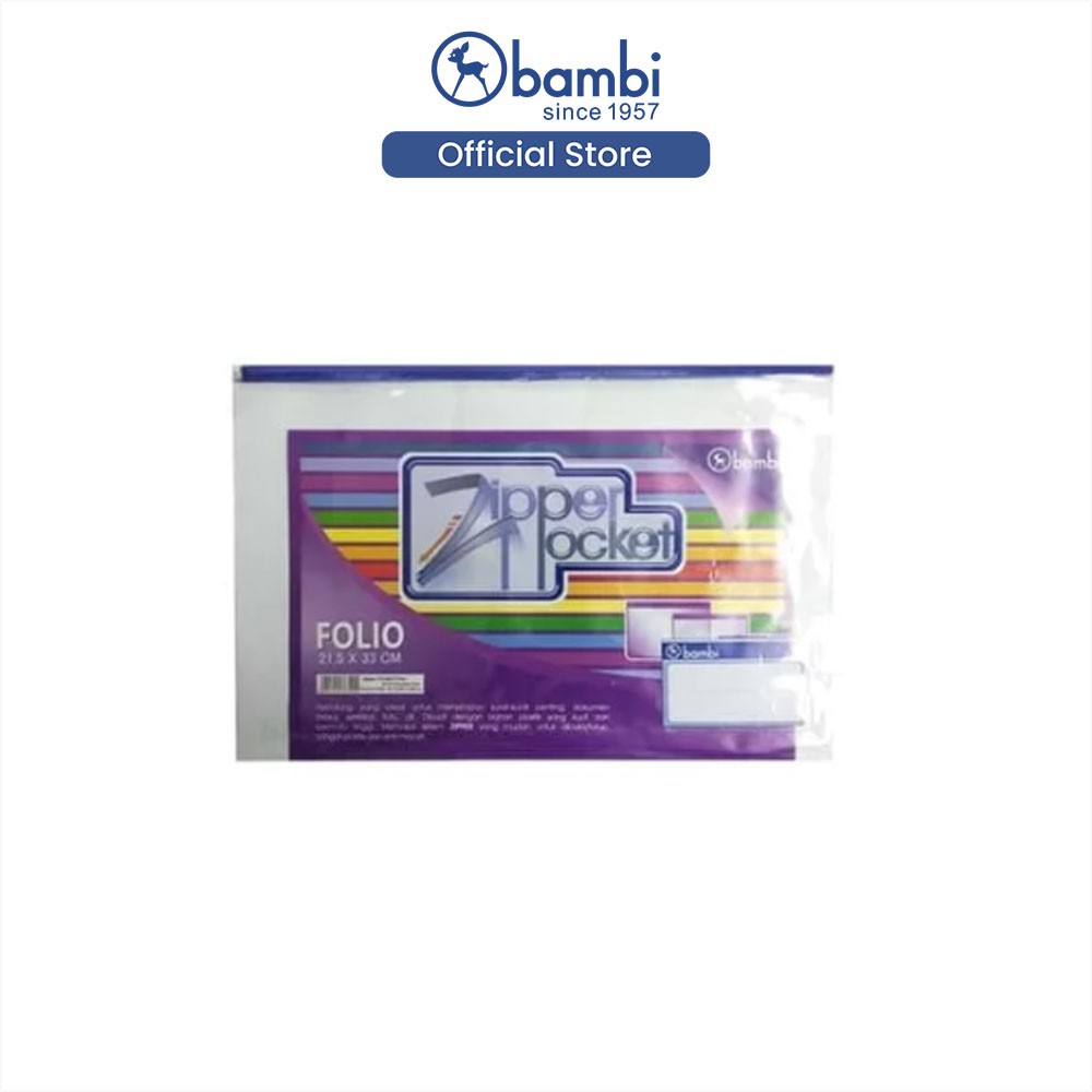 

Bambi Organizer Map Dokumen Folio Zipper Pocket With Metal Head Tipe PVC Semi Transparant Original