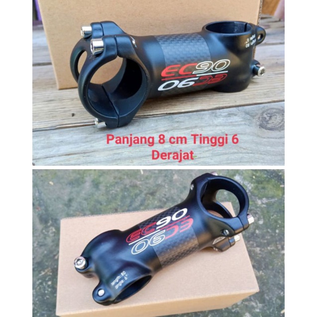 Stem Stang Carbon EC90 Panjang 8 cm Tinggi 6 Derajat Size 31.5 Handlebar Stem Setang Sepeda Terbaru