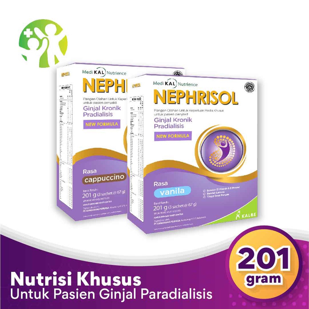 

[201 Gram] NEPHRISOL RASA VANILLA, CAPPUCCINO - NUTRISI RENDAH PROTEIN GINJAL KRONIK 201 GR