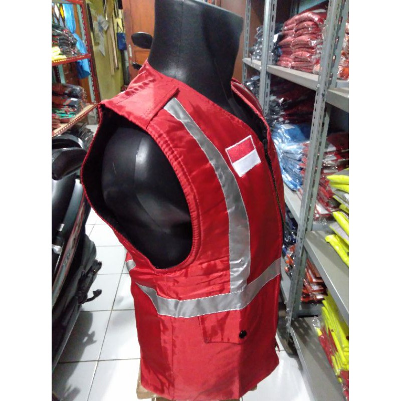 ROMPI SAFETY ALLSIZE BAHAN BUSA FREE LOGO K3 BENDERA RESLETING MERAH