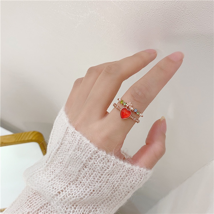 In style ring cahaya mewah minoritas desain Super fairy selebriti Internet pembukaan adjustable inde