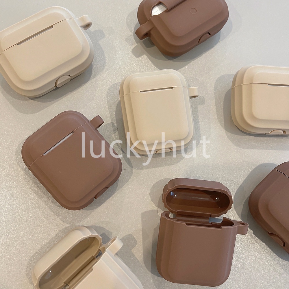 Airpods Pro Case Headphone Skin Feel Silikon Lembut Simply Brown Apple Gen2 Earphone Inpods i12 Cover1/2/3 Inpod Airpod Cases