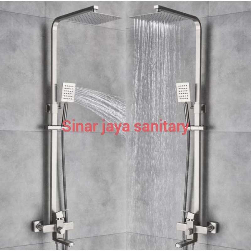 Kran tiang shower kotak stainless Doft sus 304 &quot;ORIGINAL&quot; / Shower tiang stainless panas dingin