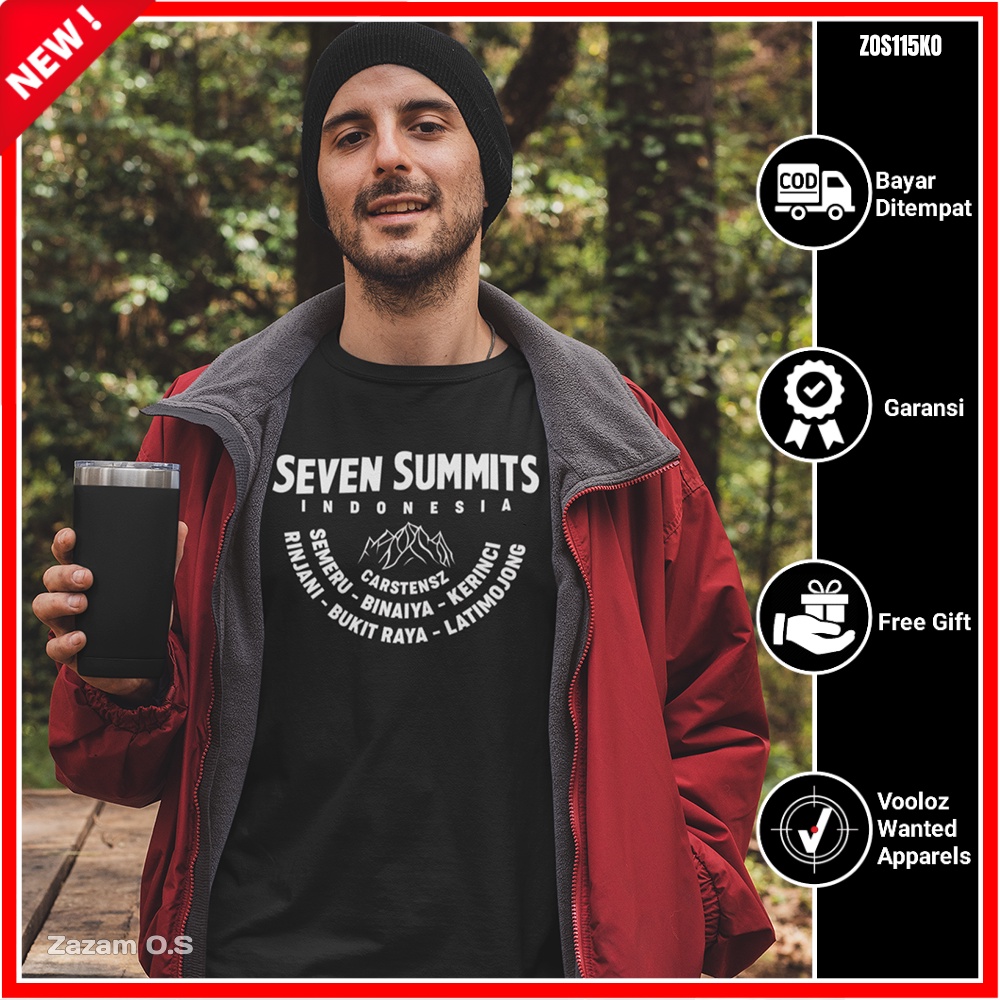 Kaos Outdoor Pria Pendaki Gunung Indonesia Seven Summits Original Katun Kaos Distro Cowok Keren XXL