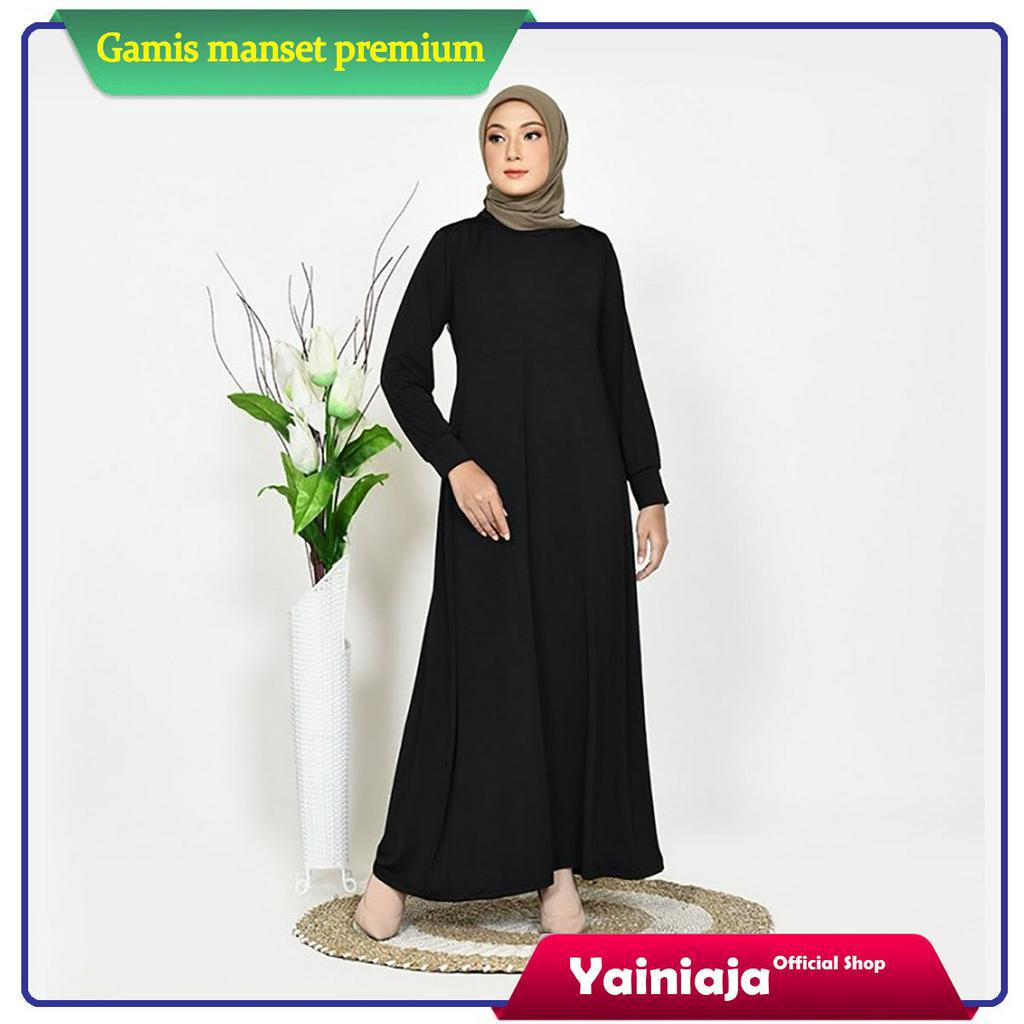 GAMIS MANSET Lengan Panjang Spandex Rayon PREMIUM Ukuran JUMBO