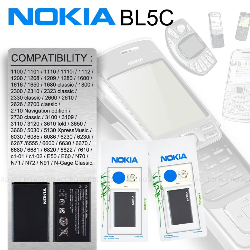 BATTERY NOKIA BATERAI BL4C BL5C PACKING