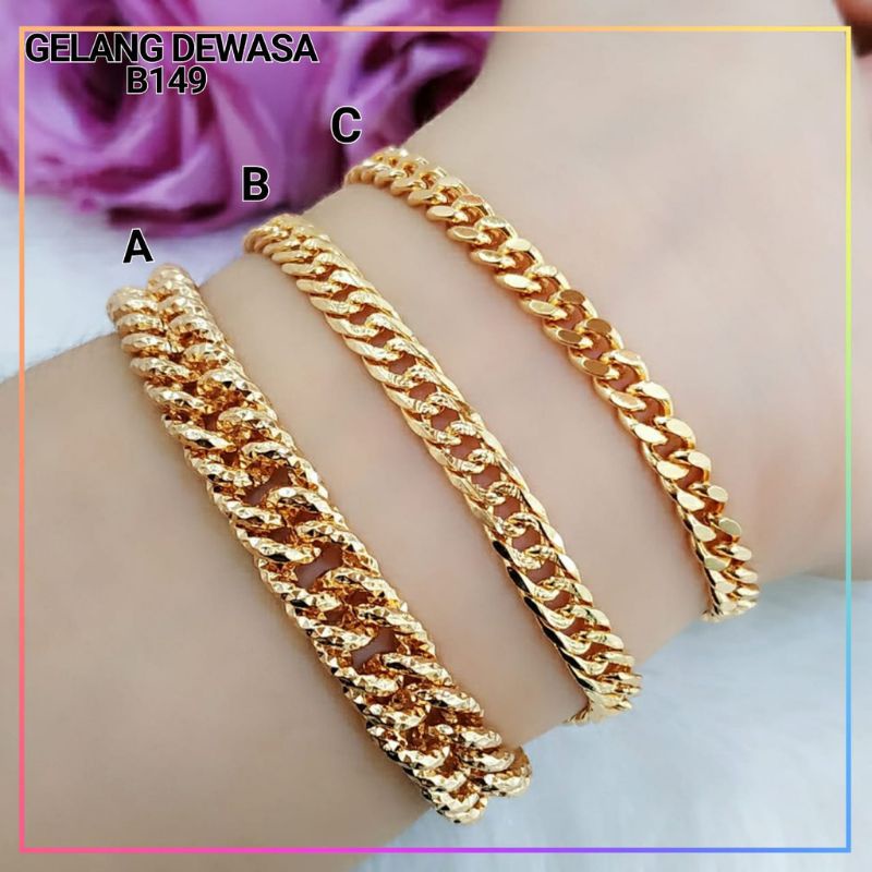 GELANG TITANIUM GELANG WANITA DEWASA RANTAI POLOS LAPIS EMAS 18 &amp;24 K