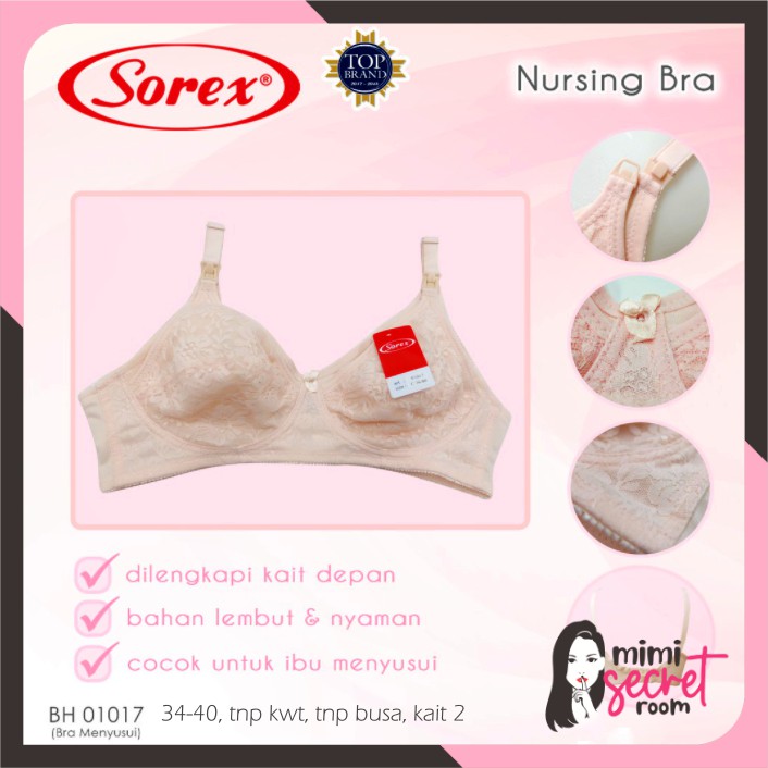 ❤ MIMI ❤ Sorex Bra Menyusui Tanpa Kawat, Tanpa Busa Setara Cup C Kait 2 Motif Brukat Nursing Bra 01017