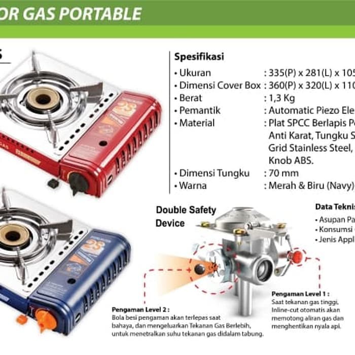 kompor portable winn gas W 1S ,  2S / kompor winn gas portable +  koper