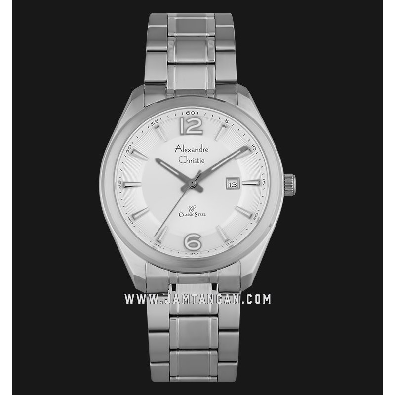 Alexandre Christie AC 8583 MD BSSSL Classic Steel Man White Dial Stainless Steel