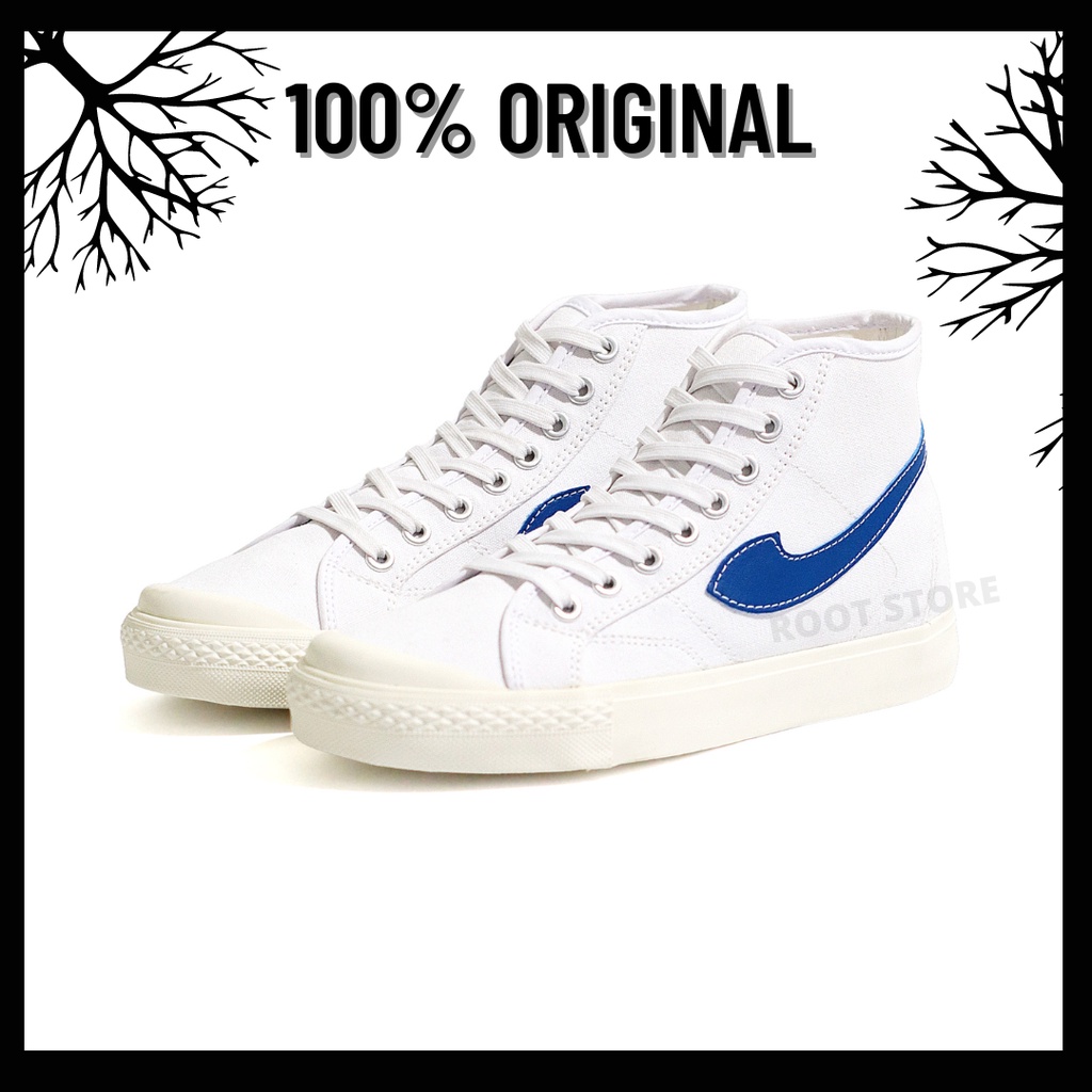 100% Original Sepatu Lokal Casual White Blue Hi | Not Compass Gazelle Putih Biru High