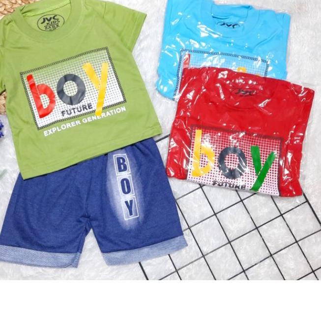 ☈ [GROSIR] JVC KIDS - SET JOGER KAOS KAOS WARNA ➹
