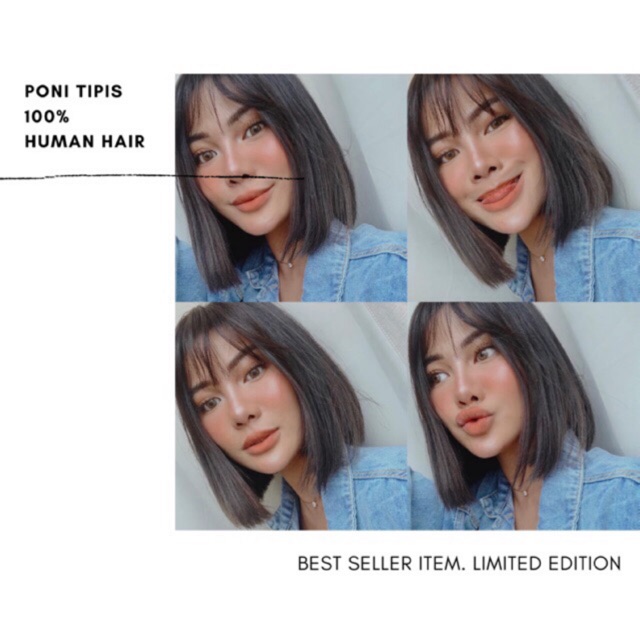 Poni korea Tipis HUMAN HAIR / poni rambut asli / poni jepit poni palsu bahan rambut asli phh