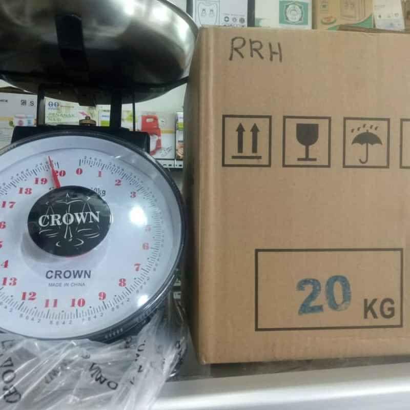 Timbangan duduk- jarum 20kg Merk CROWN /GSFF stainless-barang kokoh