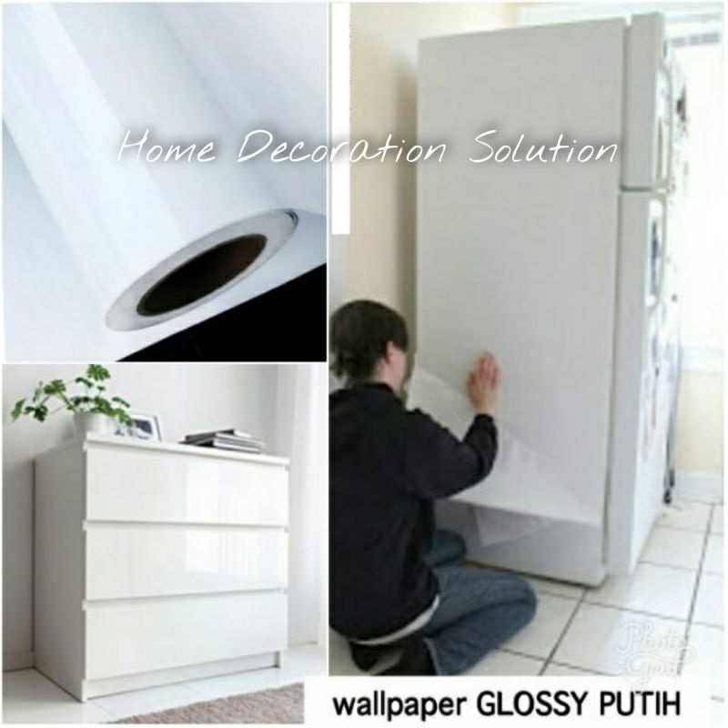Wallpaper Stiker Furniture Lemari Meja Dinding Dapur Putih Polos Glossy Doff Matte / Wall Sticker Ma