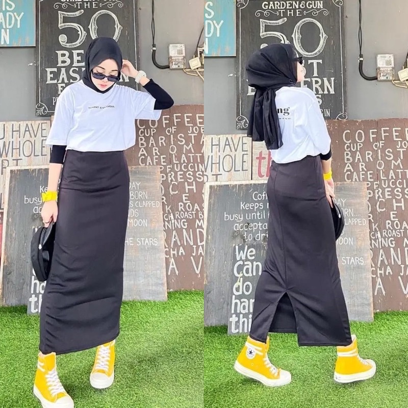 Bawahan - Rok Span Scuba Bahan Premium Rok Scuba Best Quality Feminine OOTD