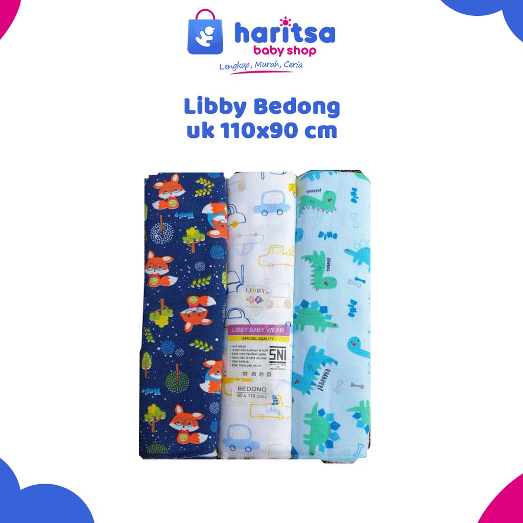 Libby Bedong ukuran 90x110cm Motif Hazy Zoo / Bedong Bayi