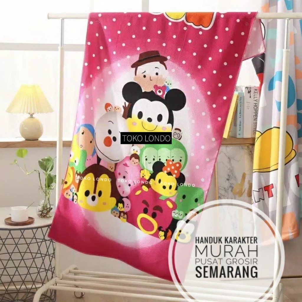 Handuk Karakter anak uk70x140cm ANNA PREMIUM Fro-zen Drae-mon Miki Tho-mas Poni Stit-ch Super-man MURAH-Tssum Tssum